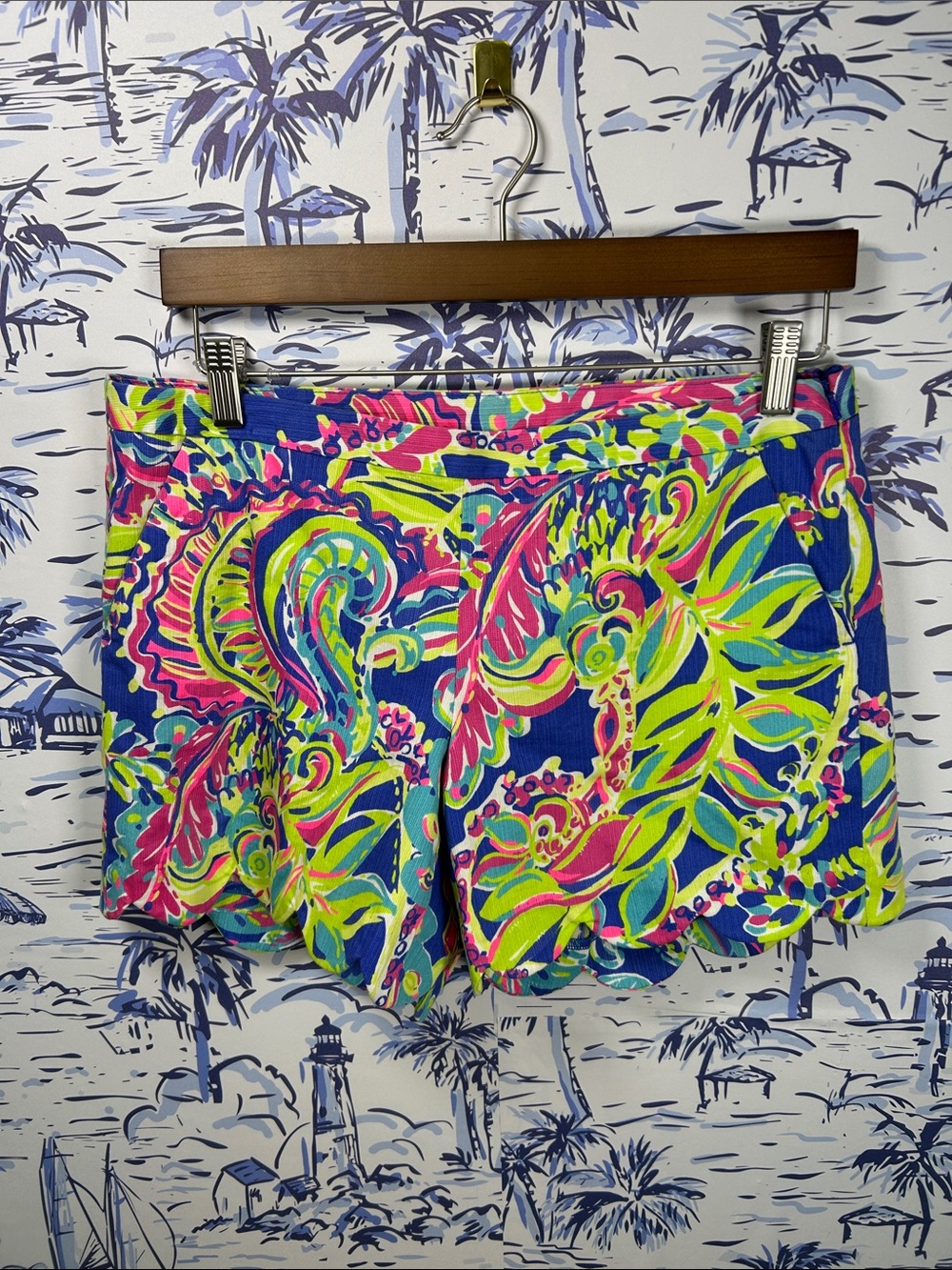 Vibrant Neon Paisley Women’s Shorts - Blue/Pink/Yellow